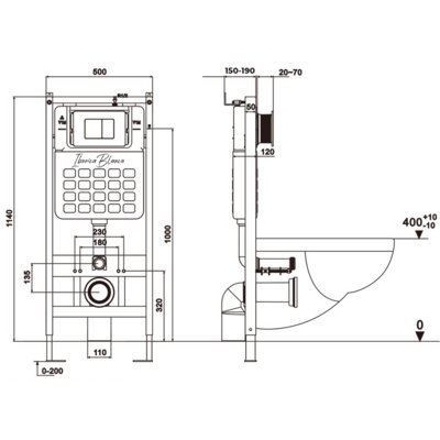 Инсталляционная система IBERICA BLANCA комплект 2в1  (инсталляция, кнопка смыва хром)